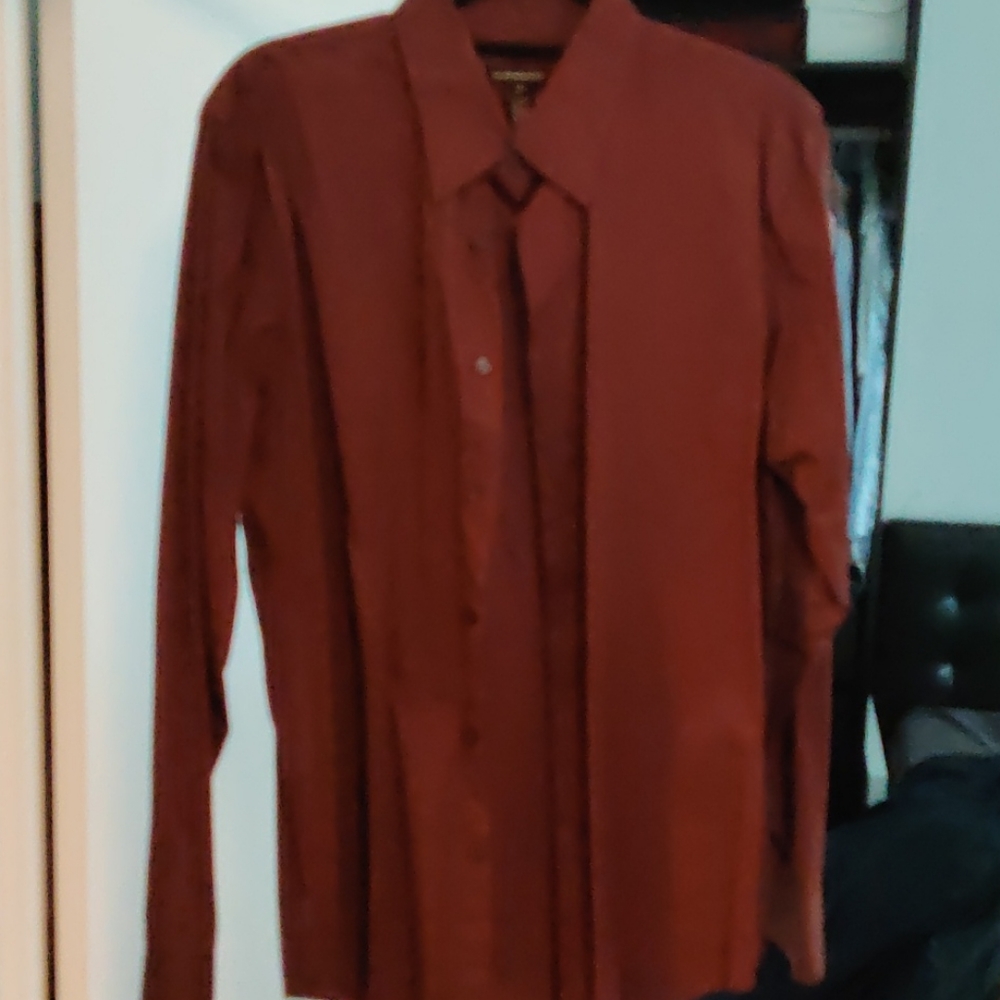 Club Monaco Burgundy/Gold stripes shirt L